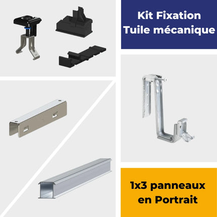 Kit de fixation sur toiture tuiles pour une rangée de 3 panneaux - Esdec