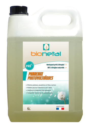 BIONETAL – Nettoyant professionnel pour panneaux solaires – Bidon 5L